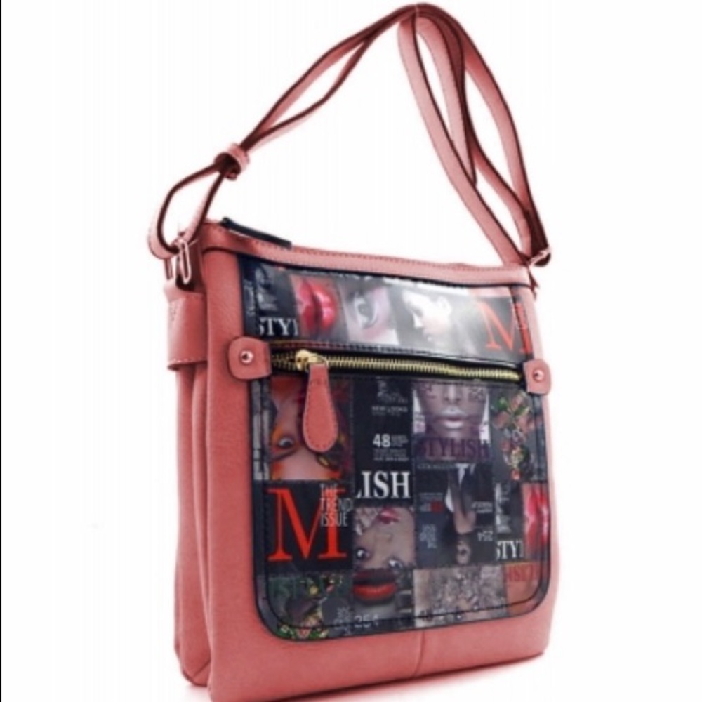 African American Print Design Crossbody Bag Pink
